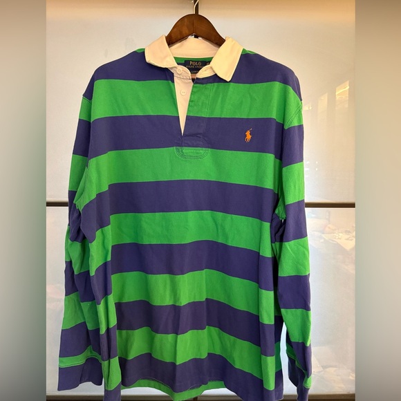 Polo by Ralph Lauren Green and Blue Striped Shirt - Picture 1 of 1